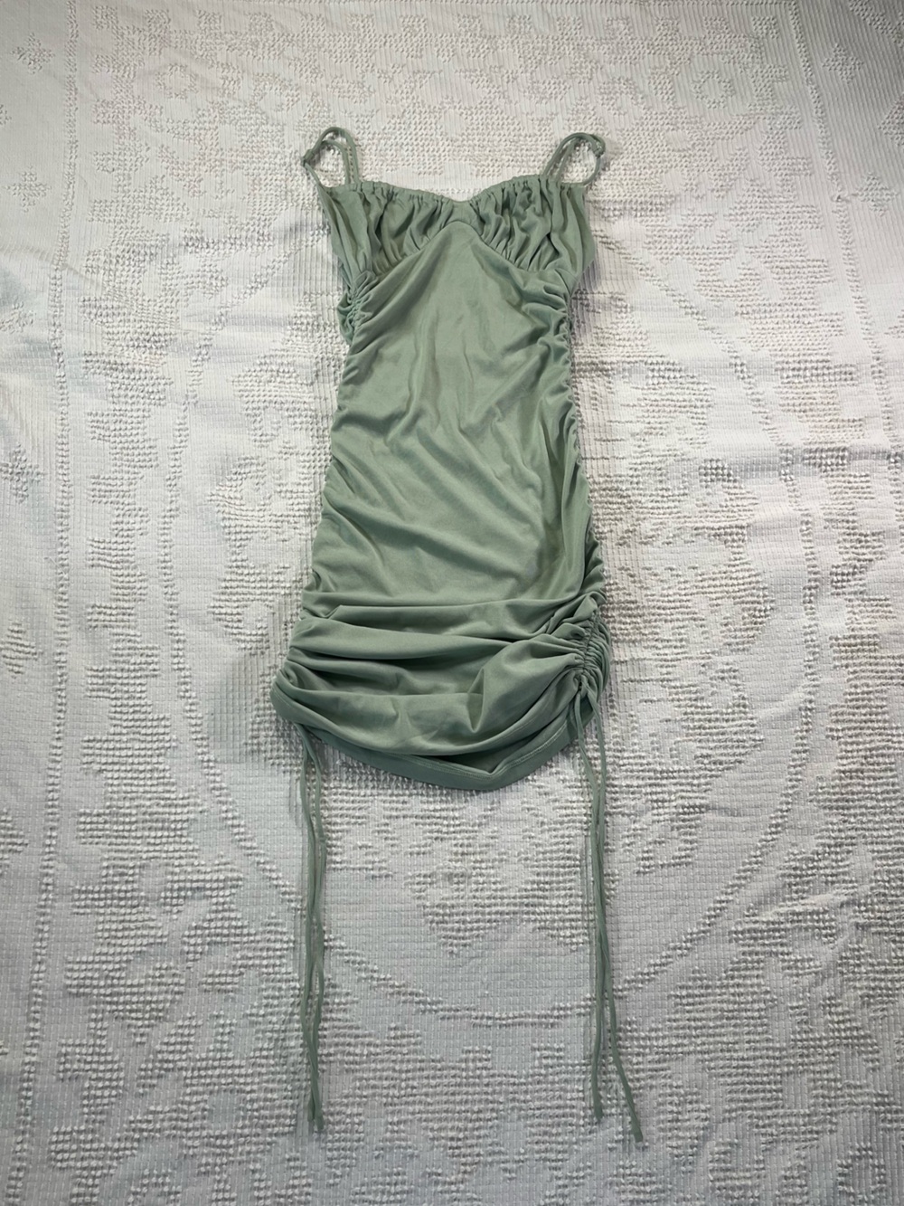 Princess Polly Light Sage Ruched Strap Dress